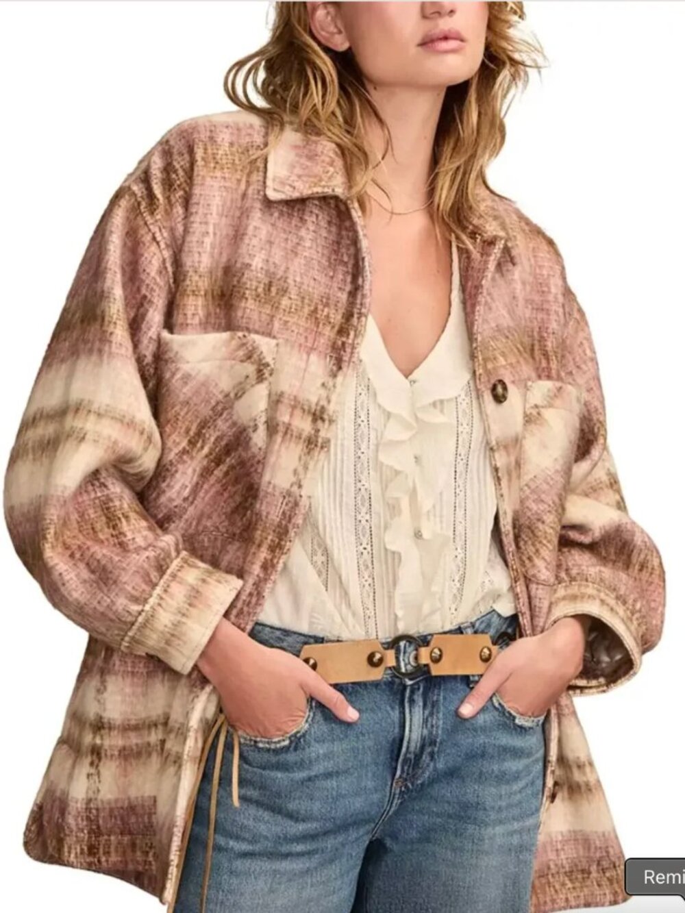 Lucky Brand Women's Oversized Plaid Shirt Jacket